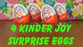 4 Kinder Joy Surprise Eggs unboxing  unwrapping [upl. by Lexine812]