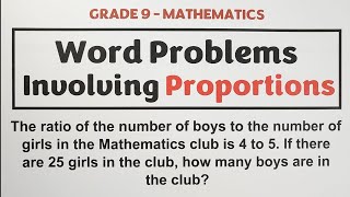 Solving Word Problems Involving Proportion MathTeacherGon [upl. by Theo]