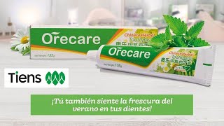 Demostración de la Crema Dental Orecare TIENS para el Cuidado d la Salud Bucal Desinfectante Natural [upl. by Aillimat]