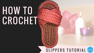 How to Crochet Slippers  Tshirt yarn tutorial [upl. by Kaasi]