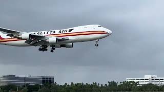 A Kalitta Air Boeing 74747UF Landing Plane spotting at Miami International Airport [upl. by Acinomal878]