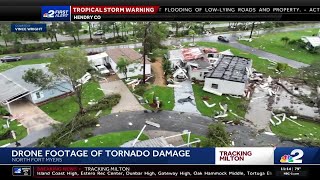 Aerial video shows widespread tornado damage in North Fort Myers [upl. by Komarek]