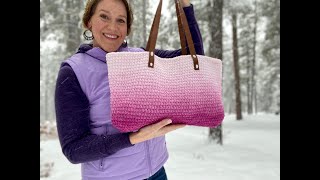 The Huggable Tote for 1 cake of Bernat Blanket Perfect Phasing yarn easy crochet tutorial [upl. by Graybill]