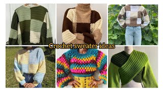 Cute crochet sweater ideasFree pattern🧶crochet patchwork sweatercrochet subscribe [upl. by Lalise]