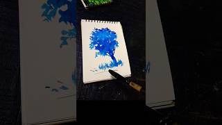 How to Paint a Blue Tree shorts art [upl. by Arahd]