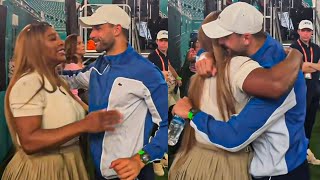 Dimitrovs Reaction When Serena Williams Came to Surprise and Meet Him after He Defeated Zverev [upl. by Yacov880]