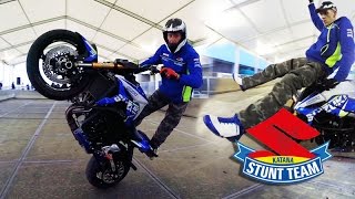 Motorcycle Stunts on Suzuki GSR 750 and GSXS1000 by Stuntteam Bleuk [upl. by Garber633]