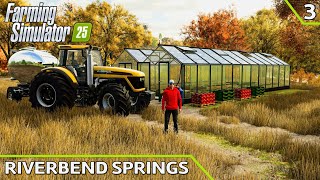 Building a greenhouse for vegetables  Riverbend Springs  Farming Simulator 25  Ep3 [upl. by Hagan]