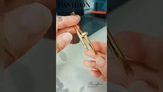 CZ Diamond Designer Gold Plated Stainless Steel Nail Bangle Bracelet For Women shortvideo jewelry [upl. by Kasey403]