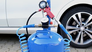 Compressor tank  Make compressed air tank from a propane gas bottle with tire inflator  Kompressor [upl. by Wenona]