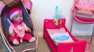 Baby Doll Nursery Toys Baby Born stroller Baby Annabell Wardrobe bedroom feeding time [upl. by Auohp]