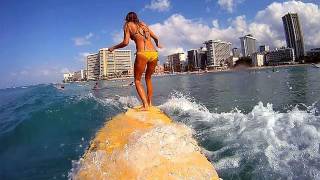 GoPro and Daize Girl surf Waikiki Hawaii [upl. by Sparke]