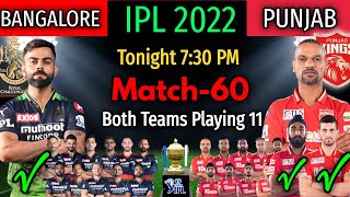 IPL 2022 Match60  Punjab kings vs Royal Challengers Bangalore Match Playing 11  RCB vs PBKS [upl. by Samanthia]