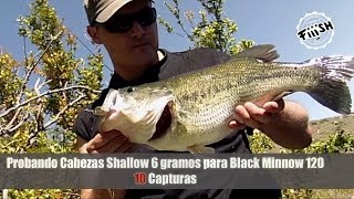 10 Black Bass con Black Minnow 120 cabeza shallow 6 gramos [upl. by Seyah]