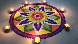 Simple rangoli using fevicol bottle  Navratri Durga Puja Laxmi Pooja Diwali Rangoli by Sangeeta – [upl. by Miguelita492]