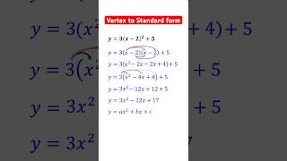 Vertex to standard form algebra quadraticequations [upl. by Lindy]