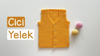 Cici Yelek  Kolay Haraşo Bebek Yeleği  Yelekte Kol Kesimi  Easy Baby Vest Knitting Pattern [upl. by Ahsilek]