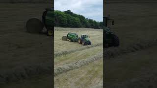 Foin 2024 Botte dans la pente 🙈 🙈🙈 drone John Deere V461R Ball on the hill Hay 2024 farming [upl. by Ahsienahs]