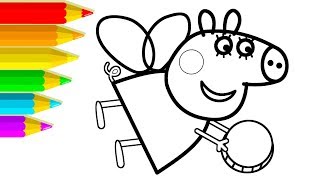 Peppa Pig Coloring Pages  Learning Colors for kids with markers and paints [upl. by Ulick]