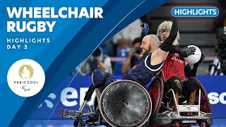 🏉 Wheelchair Rugby Highlights  Day 3  Paris 2024 Paralympic Games [upl. by Esilrahc287]