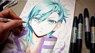 Drawing Uta no prince sama うたの☆プリンスさまっ♪ 一十木 美風藍 Mikaze Ai Letraset Flex markers [upl. by Ayouqat]