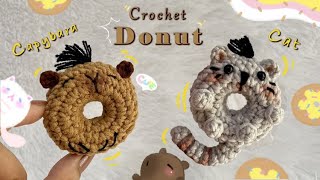 CROCHET KEYCHAIN  Crochet Donut Amigurumi 🍩 Crochet Capybara amp Cat 🍩  Cute Easy Crochet Keychain [upl. by Nho]