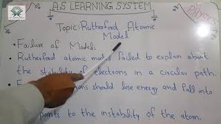 Why rutherford atomic model failed  Failure of rutherford atomic theory  AS Learning System [upl. by Ycniuq]