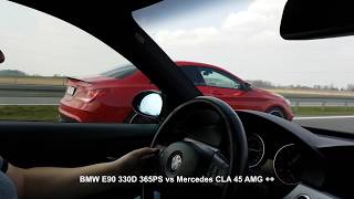 BMW E90 330D 350KM vs Mercedes CLA 45 AMG TOP SPEED [upl. by Kinna958]