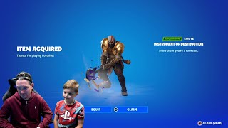 Buying NEW Fortnite item Shop Emote Today INSTRUMENT OF DESTRUCTION Showcase With Different Skins [upl. by Aynotan]