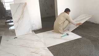 How to Master Room Floor Tile Fitting Technical work Install Sazi 2×4ft [upl. by Latsryc]