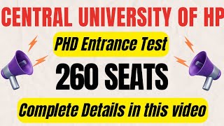 Central University of HP PhD Entrance TestComplete Details [upl. by Eidua]