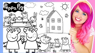 Coloring Peppa Pig Family House Ice Cream amp Tea Party Friends Coloring Pages  Markers amp Crayons [upl. by Meyers]