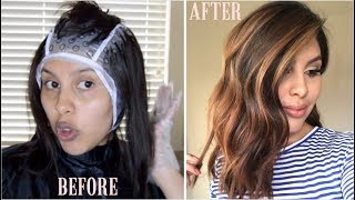 DIY HIGHLIGHTS USING CAP Revlon Frost amp Glow Highlighting Kit [upl. by Marquet]