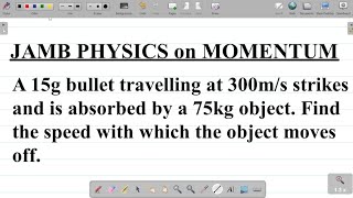 INELASTIC COLLISION Momentum 2025 JAMB PHYSICS QUESTION excellenceacademy jonahemmanuel [upl. by Travis766]