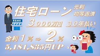 雑学 住宅ローン 金利が１％上がると支払利息が500万円以上UP （ 3000千万円 30年 元利均等返済 ） Excelで シュミレーション [upl. by Powder]