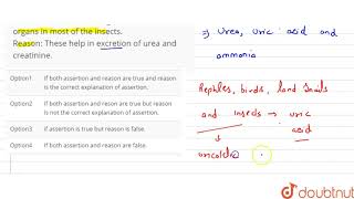 Assertion Malpighian tubules are excretory organs in most of the insects [upl. by Jessee]