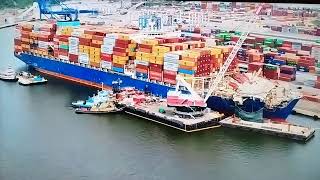 Drone views of MV Dali in Baltimore by Minorcan Mulletand drone over the waterMy review [upl. by Cutter]