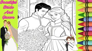 Beautiful Bride And Groom Coloring page for kidskids drawingcoloringpaintingcoloring book page [upl. by Ferreby]