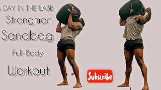 StrongMan 💪🏽SandBag🔥 Fully Body Workout Strongman sandbag training emphasizes functional strength💪🏽 [upl. by Leisha]