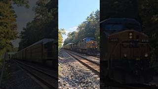 Nice Horn CSX AC44CW 430 Climbs The West Park NY Grade W Autoracks [upl. by Latsyrhk]