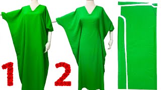 FITS EVERY SIZE  VERY EASY  NO PATTERN  2 in 1 Kaftan Dress Cutting amp Sewing [upl. by Ailana186]