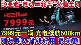 比亚迪“电动二轮车”火遍全网，7999元一辆 充电续航500km，网友感叹：省钱好用 很实惠！ [upl. by Anawqahs920]