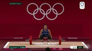 HIDILYN DIAZ winning moment TOKYO 2020 Olympics GOLD 🏅women’s 55kg weightlifting [upl. by Itnava321]