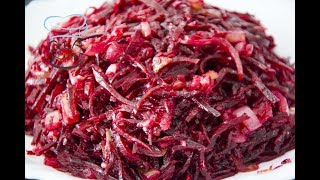 Rote Bete Salat  Rezept  Mit Zwiebeln [upl. by Ainet]