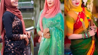 Hijab style with saree Saree with hijab style [upl. by Desberg6]