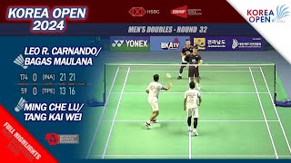 Leo  Bagas vs Ming Che Lu  Tang Kai Wei  Korea Open 2024  R32 MD Highlights [upl. by Ludmilla]