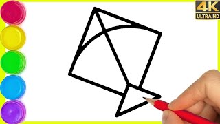 Easy Kite Drawing  Kite Drawing Tutorial  How to Draw Easy Kite Step by Step for Kids and Toddlers [upl. by Pineda]