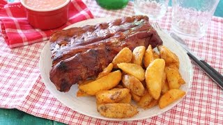 Receta costillas al horno con patatas [upl. by Drofxer]