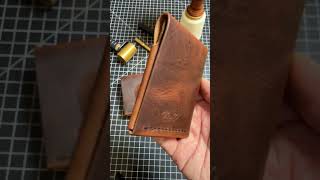 Now available waxy walnut vegetable tanned leather Customize yours today leather menswallet [upl. by Stella43]