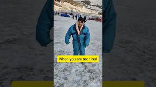 when you are too tired 😪 rohtangpassmanali snowslide manalitrip [upl. by Collin]